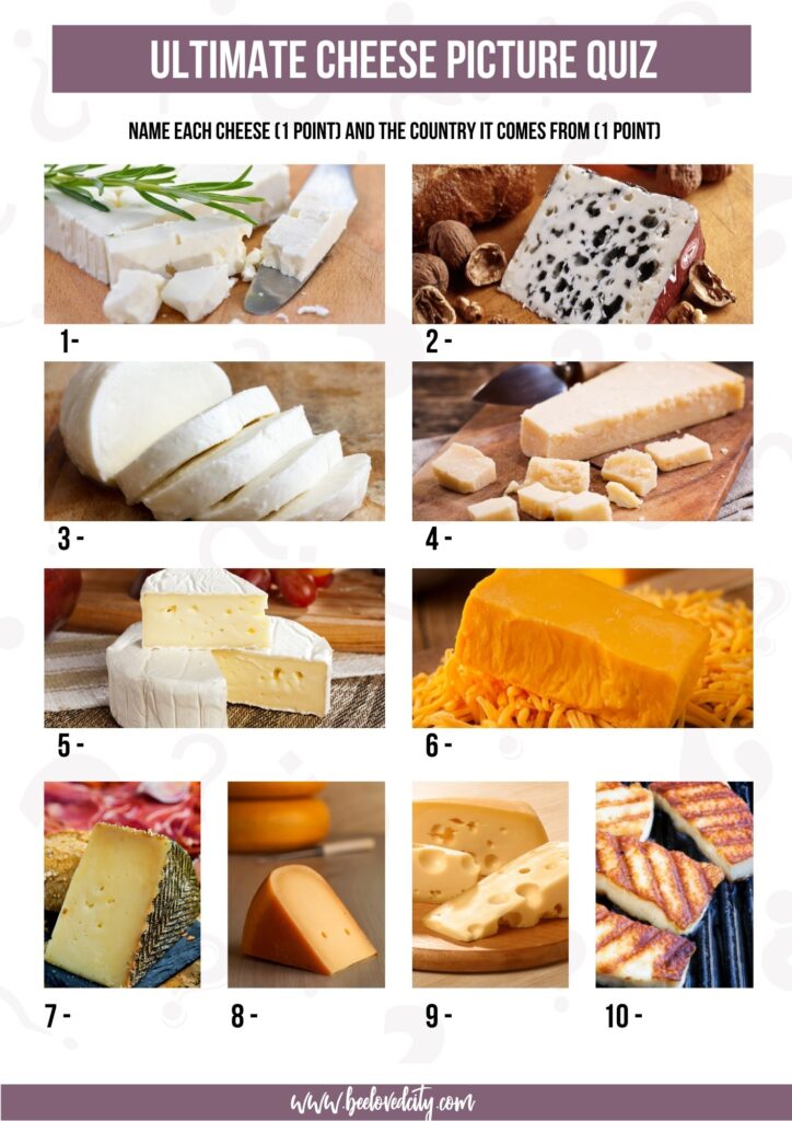  Tour de quiz sur l'image du fromage