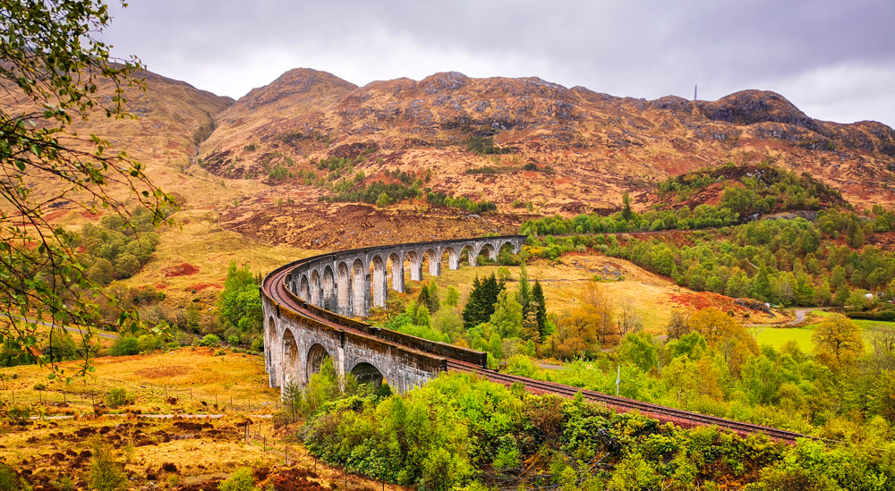 View of the Glenfinnan Viaduct from the viewing point