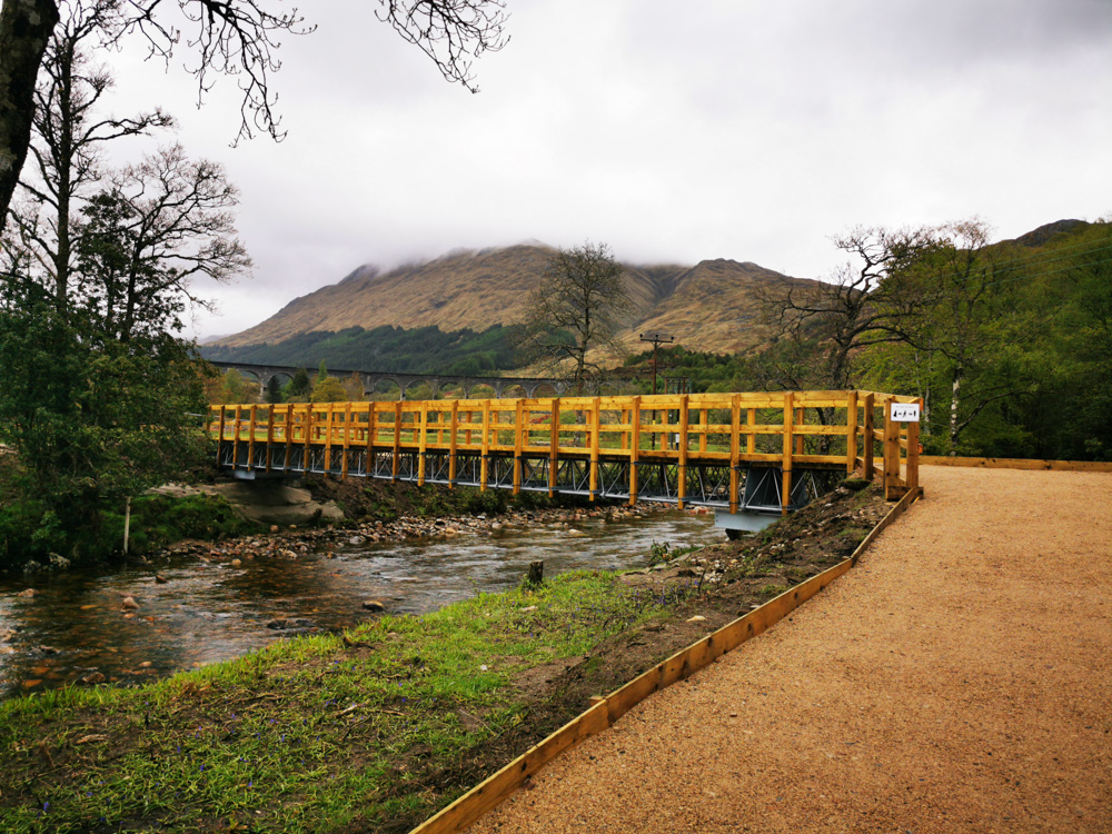 wooden bridge path to glenfinnan viaduct