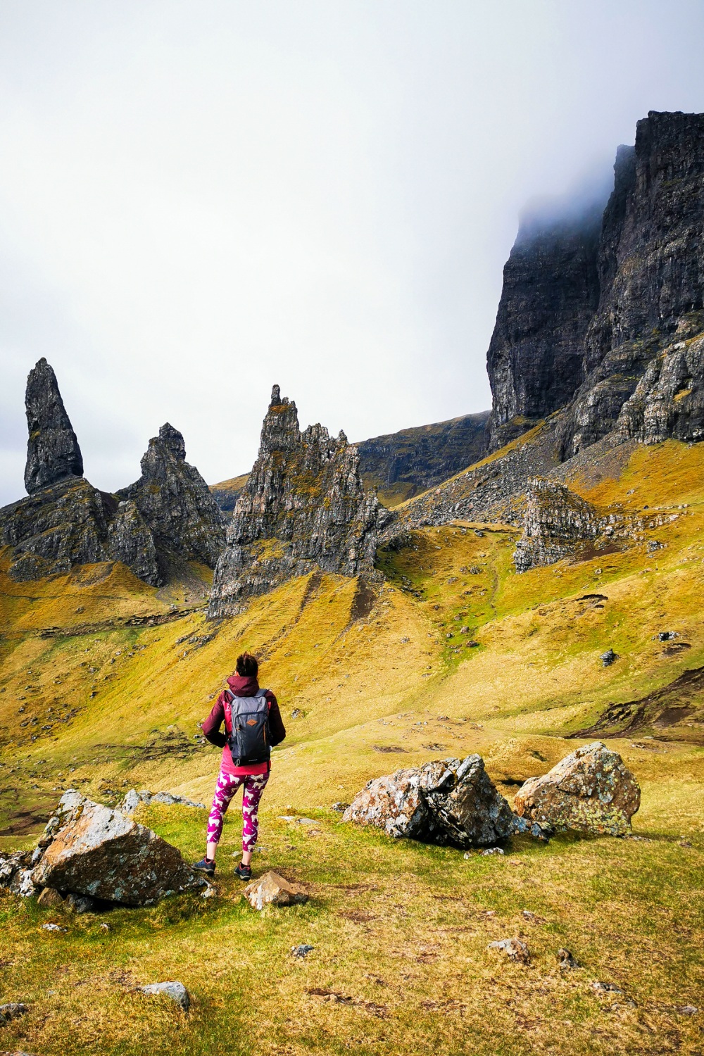 Me standing in front of the Old Man of Storr in Scotland