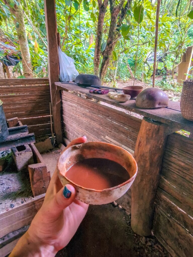 hot chocolate at the workshop of the bribri
