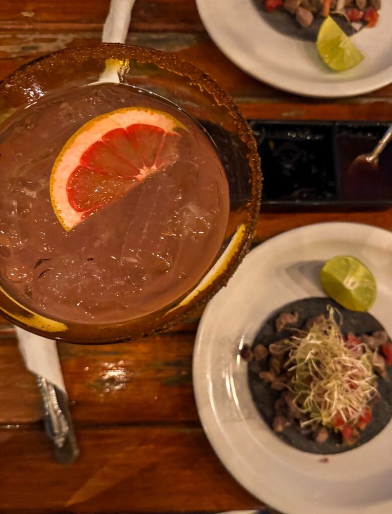 mezcalita and steak taco in holbox