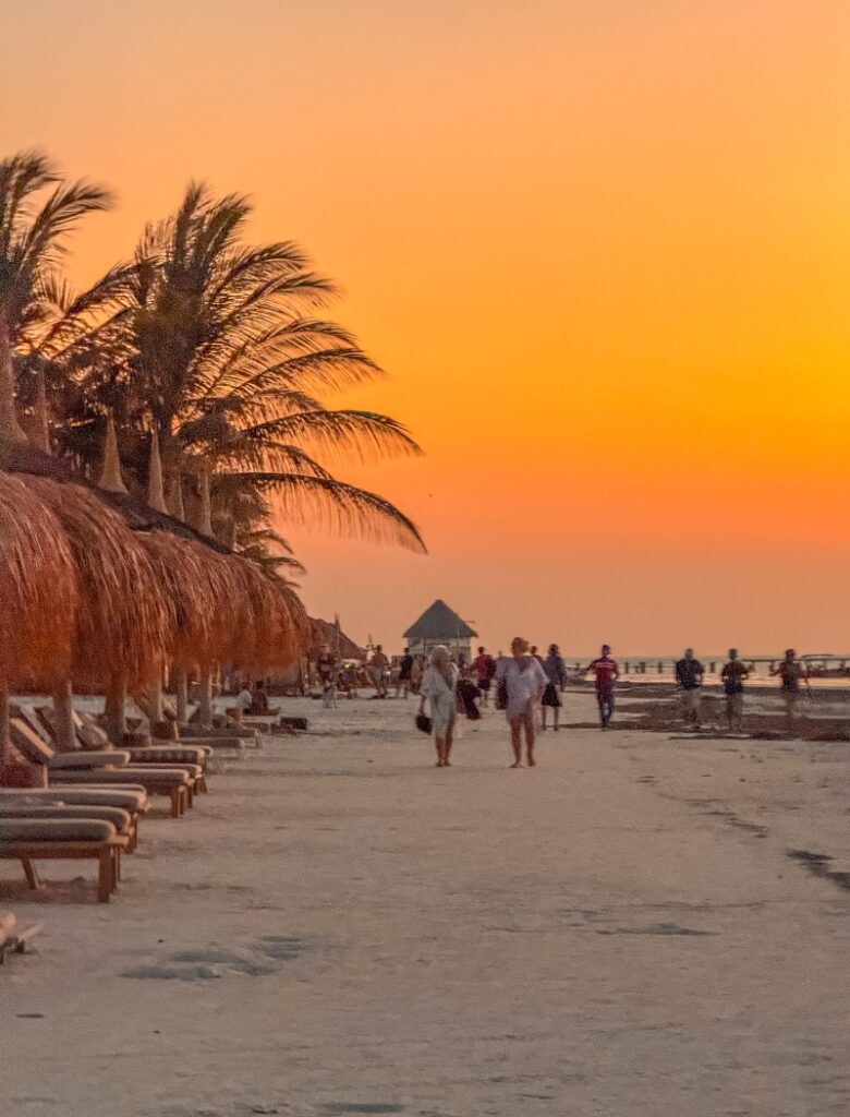 sunset on the beach in holbox
