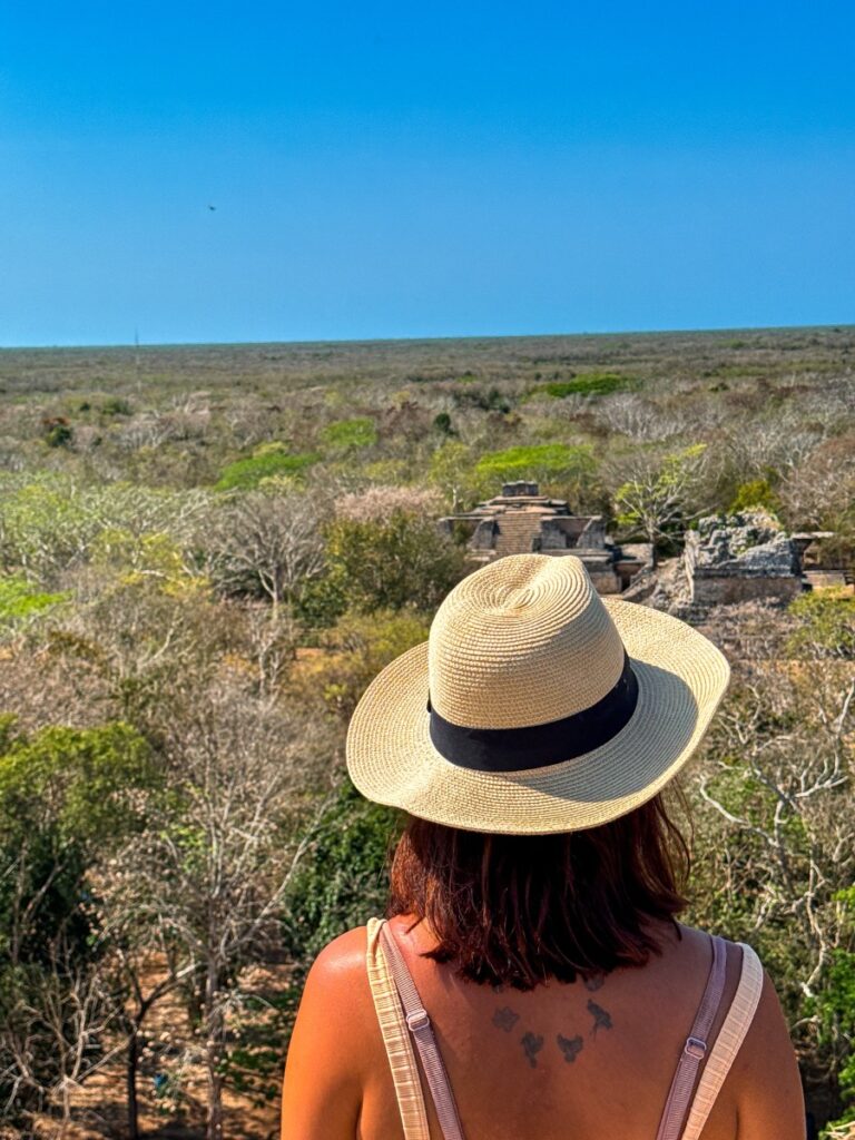 view from the pyramid in ek balam mexico