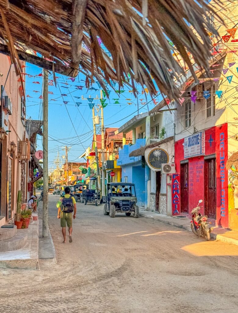 street in holbox at sunrise
