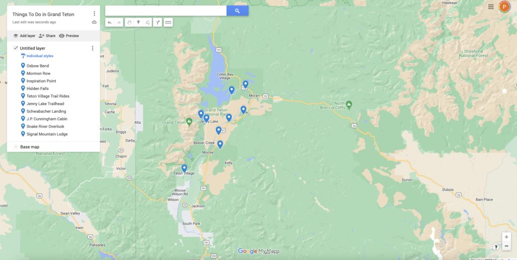 things to do in grand teton map