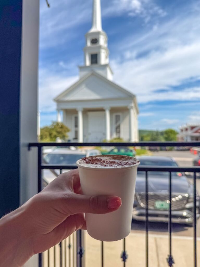 coffee in front of stowe church