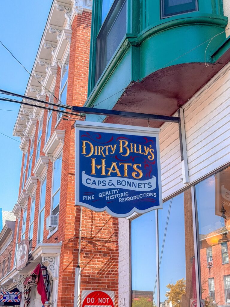 hat shop in downtown gettysburg