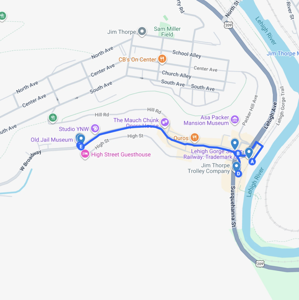 1 day in Jim Thorpe map