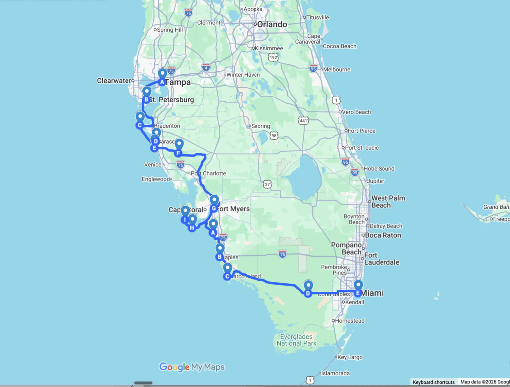 Tampa to Miami Road trip