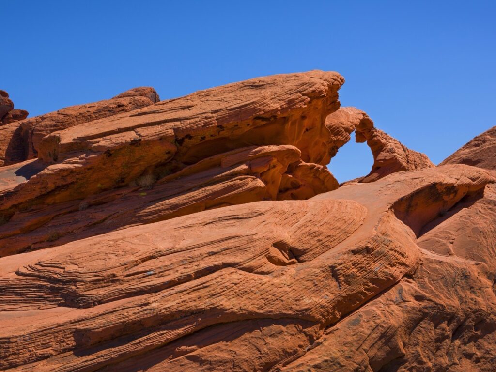 Arch Rock, a natural sandstone arch in the Valley of Fire State Park, Nevada