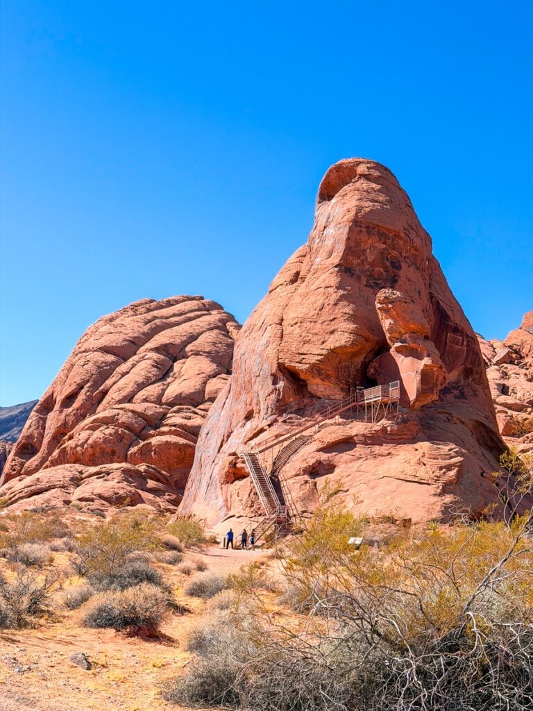 The staircase up Atlatl Rock to the petroglyphs in the Valley of Fire State Park