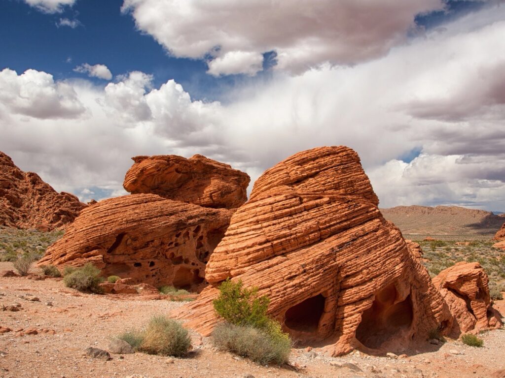 The striped Beehives sandstone formations in the Valley of Fire State Park, Nevada