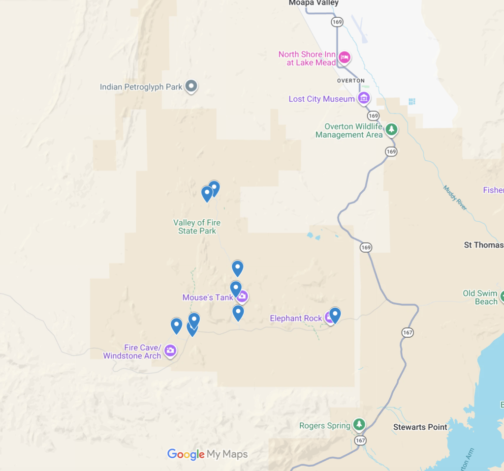 best hikes in valley of fire map