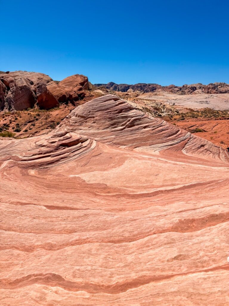 The swirled sandstone of the Fire Wave on the Seven Wonders Loop in the Valley of Fire