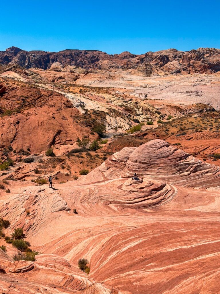 The striped red and white sandstone of the Fire Wave in the Valley of Fire State Park