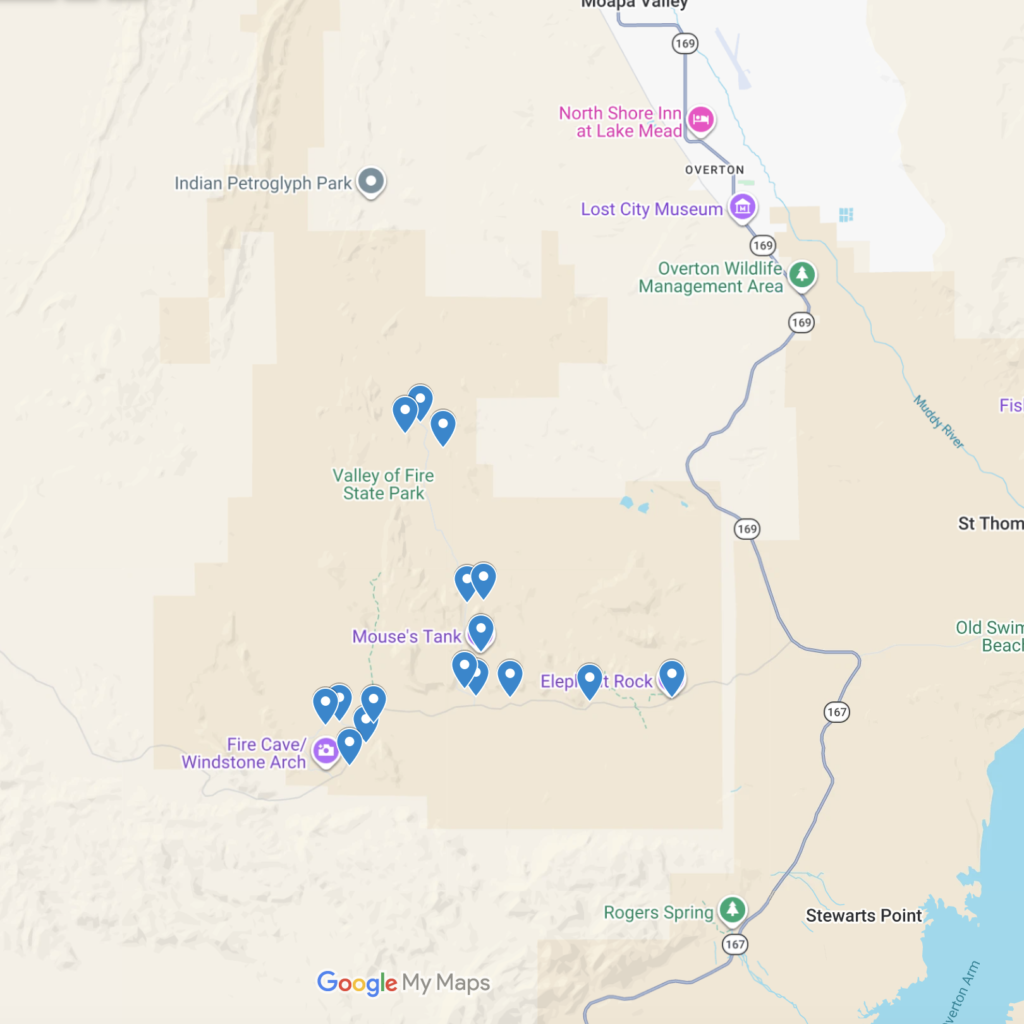 map of things to do in valley of fire